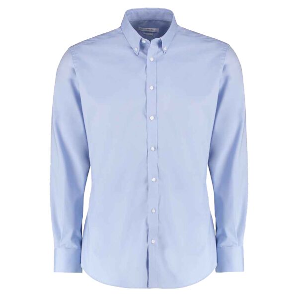Kustom Kit Slim Fit Stretch Long Sleeve Oxford Shirt Thumbnail
